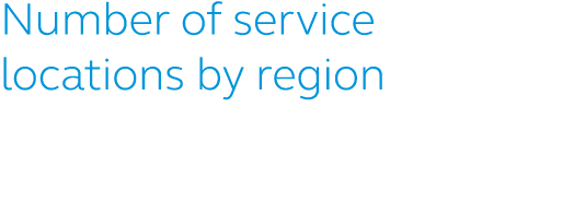 Number of service locations by region