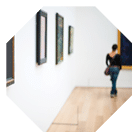 Art gallery with blurred lady in the background