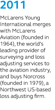 2011 McLarens Young International merges with McLarens Aviation (founded in 1964), the world’s leading provider of su...