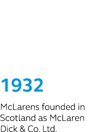 1932 McLarens founded in Scotland as McLaren Dick & Co. Ltd.