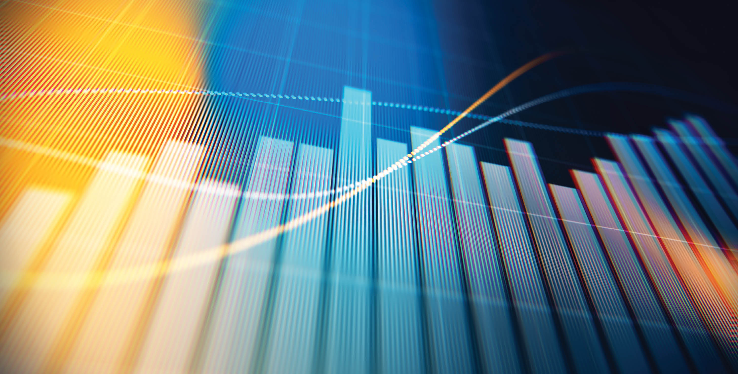 Financial data analysis graph showing search findings. Selective focus. Horizontal composition with copy space.